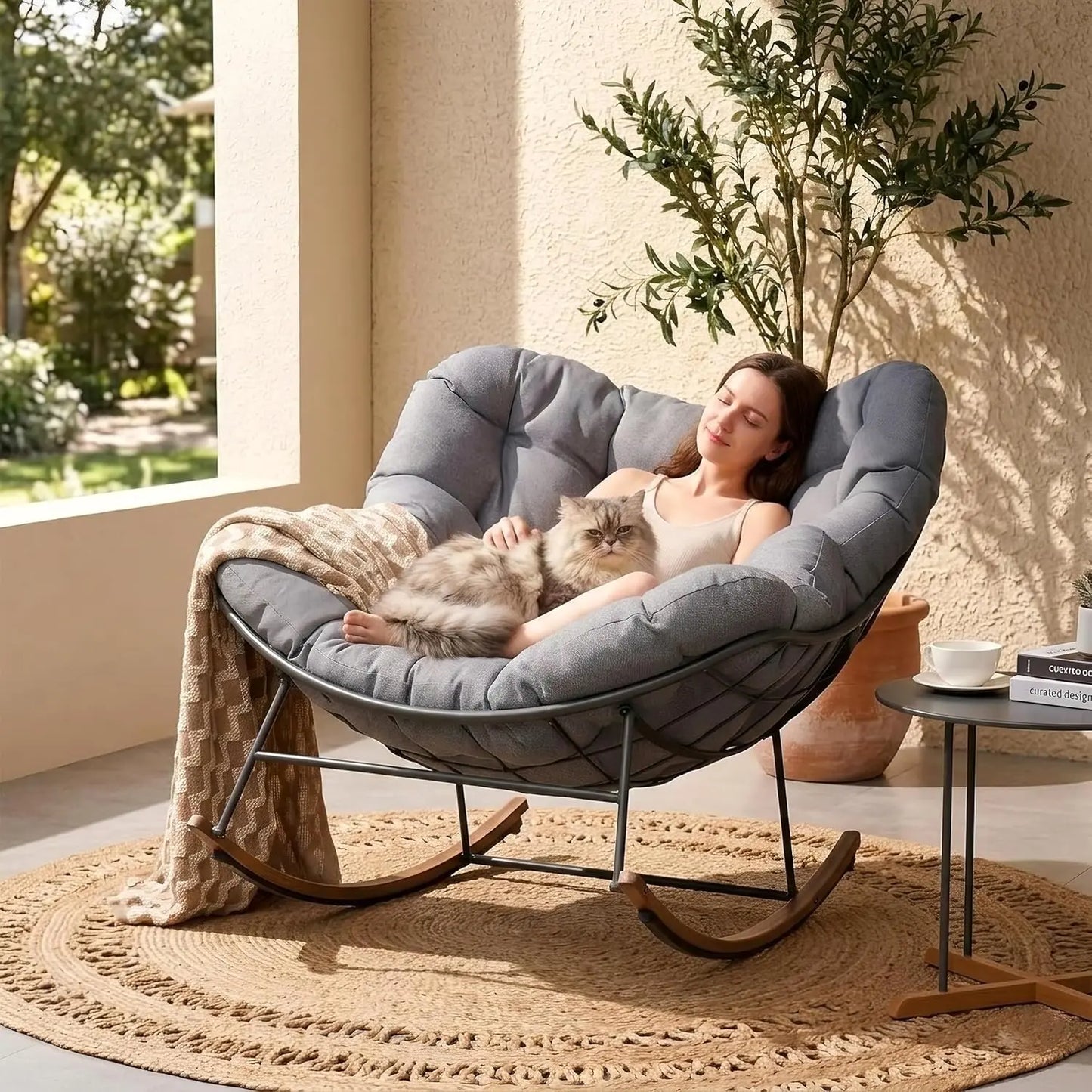 Upgraded Plush Rocking Lounge Chair